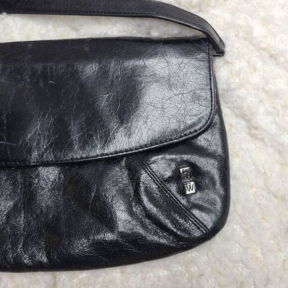 Helen Welsh‎ Black Leather Convertible Shoulder Bag Clutch Wristlet - Picture 11 of 16